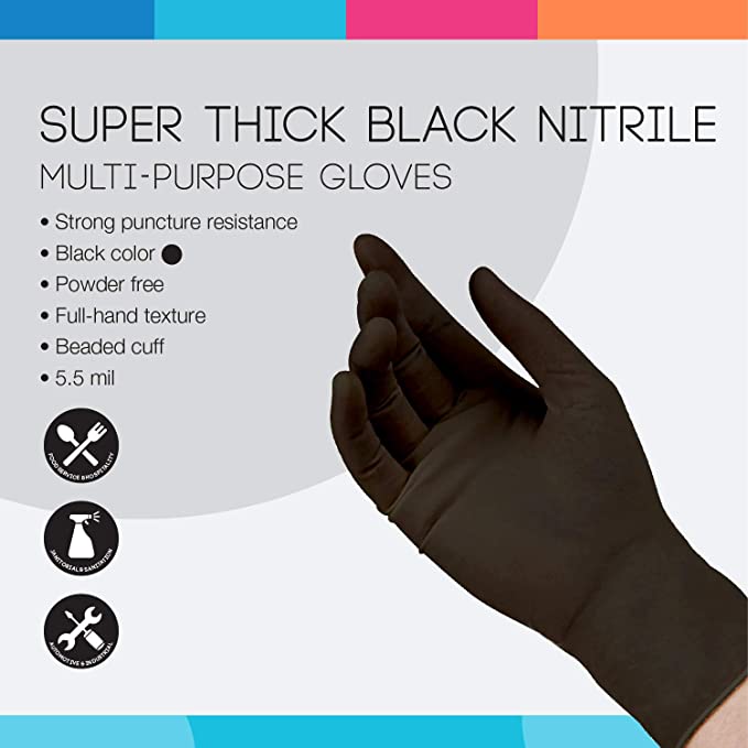 HandCare Black Nitrile Gloves - Exam Grade, Powder Free (6 Mil) - BOGO 20% OFF