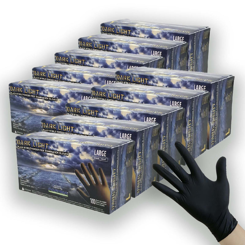 Dark Light Black Nitrile Gloves - Exam Grade, Powder Free (9 Mil), 1,000 Gloves - BOGO 20% OFF