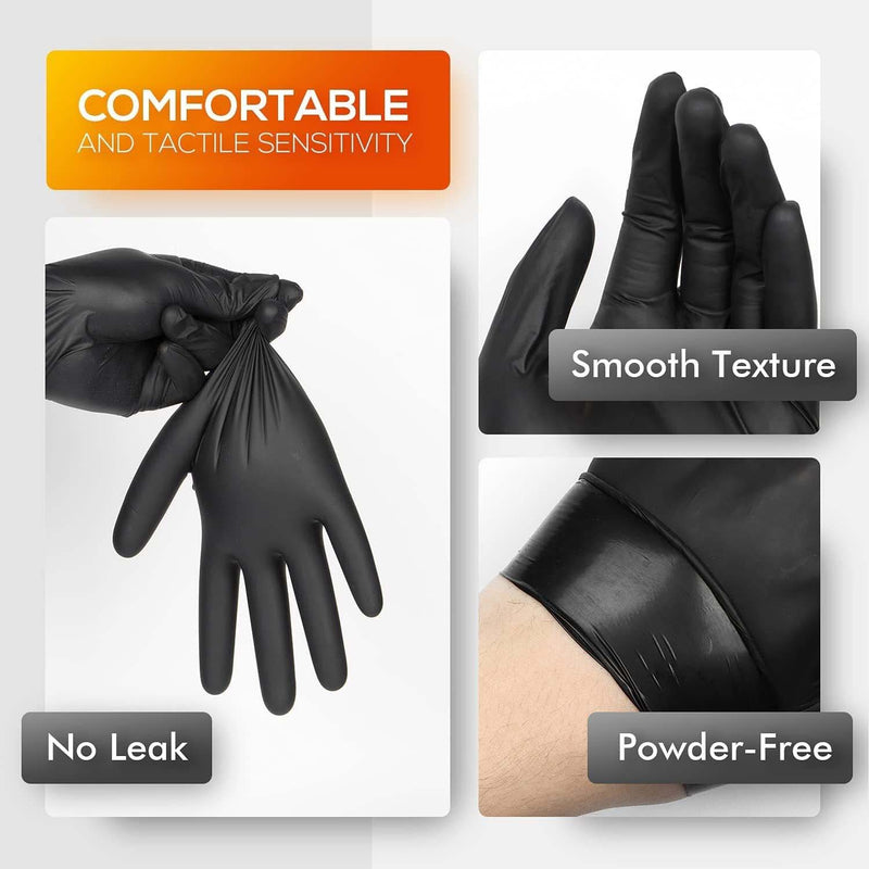 HandCare Black Vinyl Gloves - Powder Free (3 Mil), 1,000 Gloves - BOGO 20% OFF
