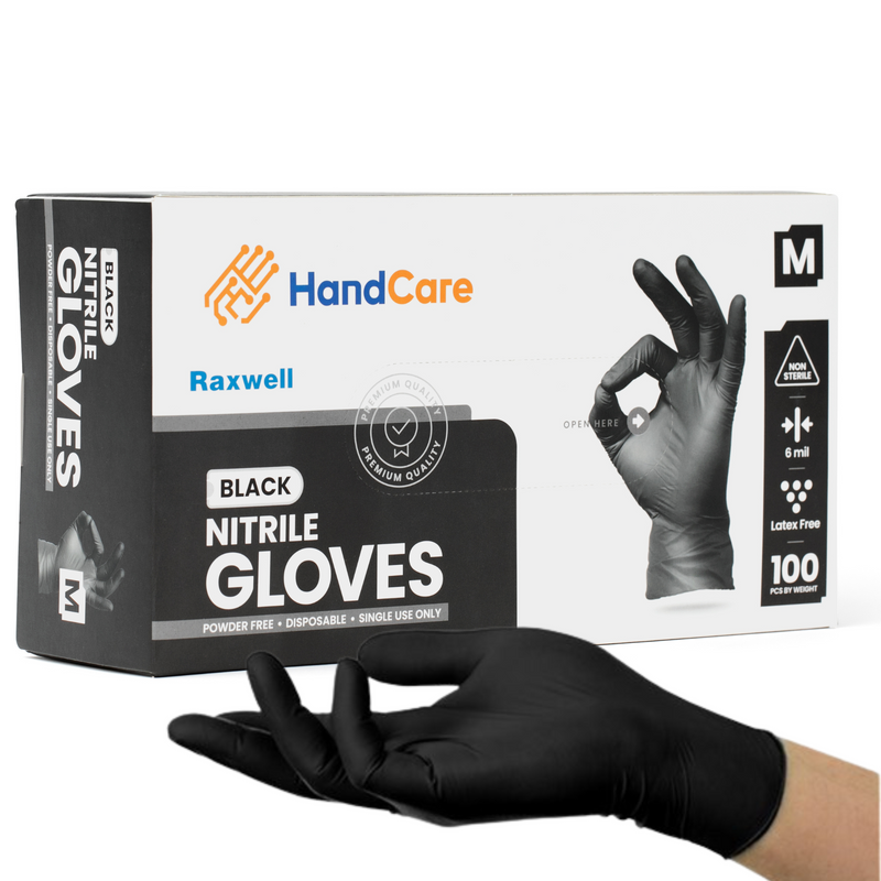 HandCare Black Nitrile Gloves - Exam Grade, Powder Free (6 Mil) - BOGO 20% OFF