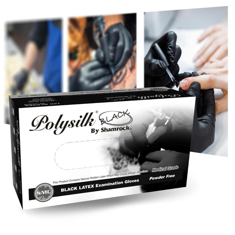 Polysilk by Shamrock Black Latex Gloves - Exam Grade, Powder Free (4 Mil), 1,000 Gloves - BOGO 20% OFF